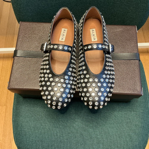 ALAIA CRYSTAL-EMBELLISHED FLATS