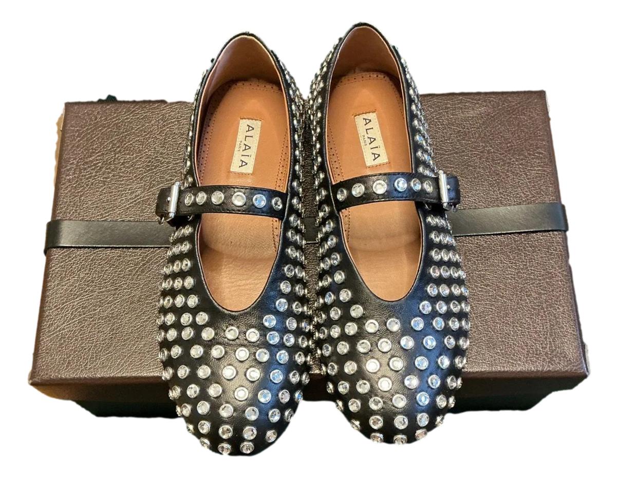ALAIA CRYSTAL-EMBELLISHED FLATS