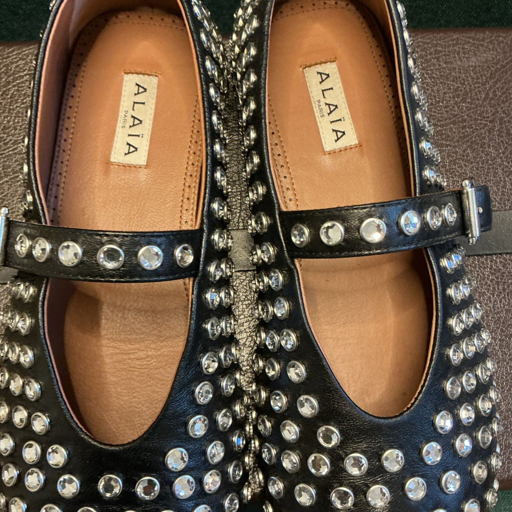 ALAIA CRYSTAL-EMBELLISHED FLATS