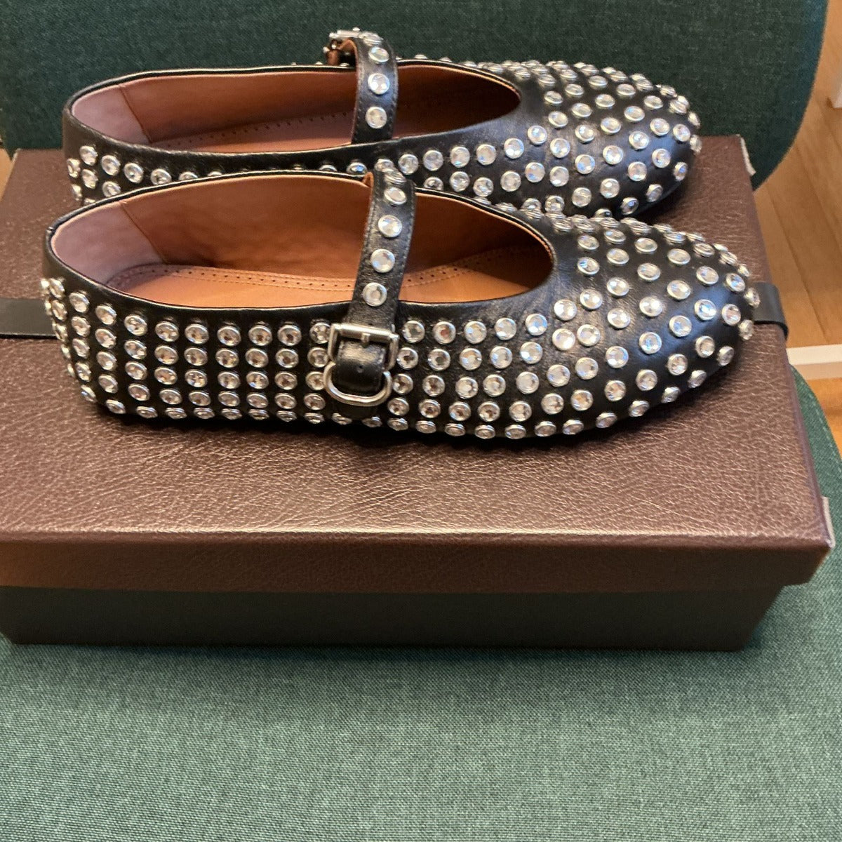 ALAIA CRYSTAL-EMBELLISHED FLATS